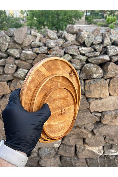 HBSİ Natural Hornbeam Tree Presentation Oil Pot Stand / Presentation Plate / Breakfast / Snack Bowl