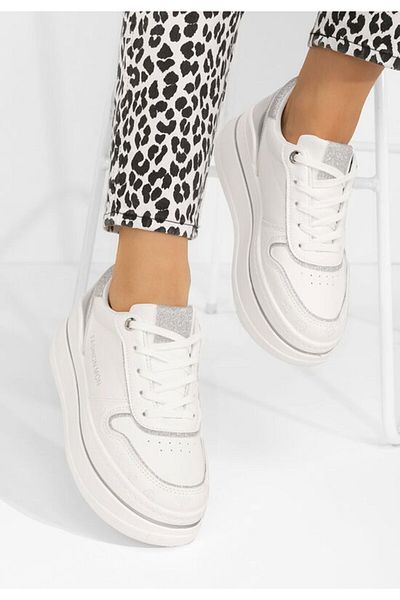 B T Shoes Teniși Kathleen V2 Albi cu platformă