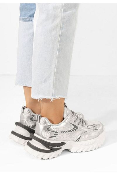 B T Shoes Sneakers cu platforma Willene argintii