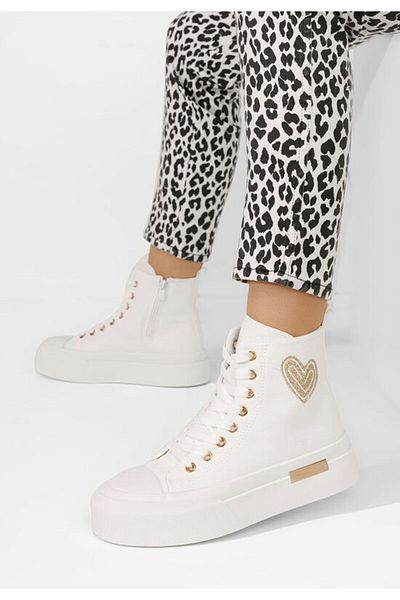 B T Shoes Tenisi cu platformă Carylsa albi
