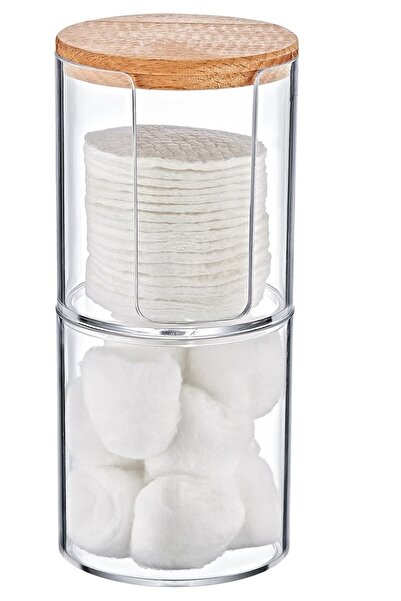 ROYALGROSS Double Layer Cotton Organizer with Wooden Lid – Makeup Organizer