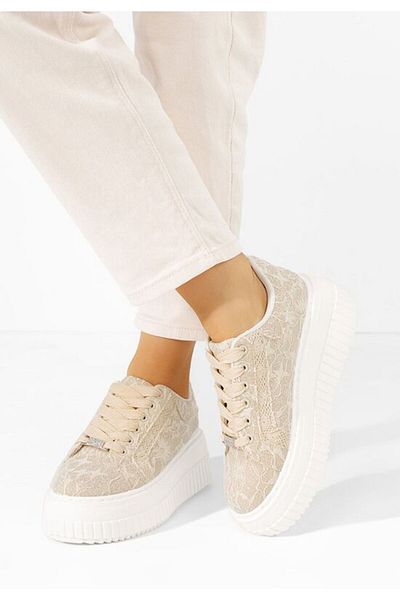 B T Shoes Izolada beige platform sneakers