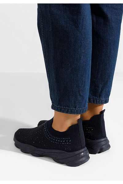 B T Shoes Teniși Malaika bleumarin cu imprimeu slip-on