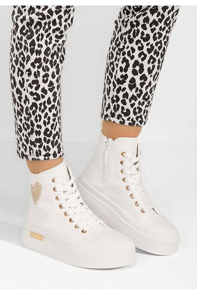 B T Shoes Tenisi cu platformă Carylsa albi