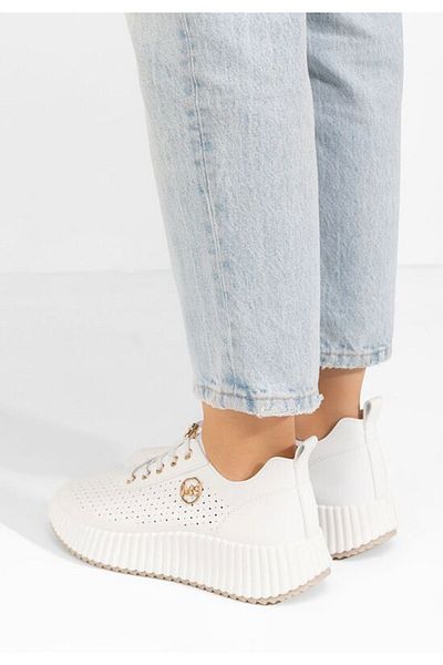 B T Shoes Sneakers cu platforma Marlena albi