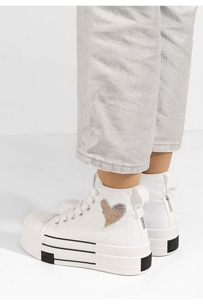 B T Shoes Tenisi cu platformă Chanela albi