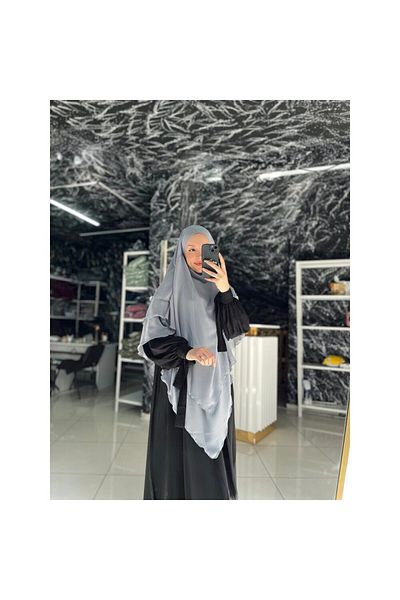 Fashion journey Sleeved Set Set Morn Abaya Balon Kolekstra Shalş Chifon Suffle Shal Ready Veil Hac