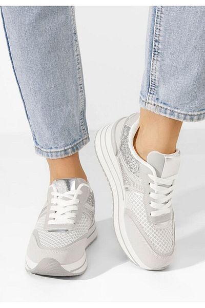 B T Shoes Enabella grey platform sneakers