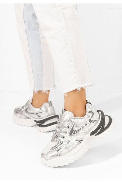 B T Shoes Sneakers cu platforma Willene argintii