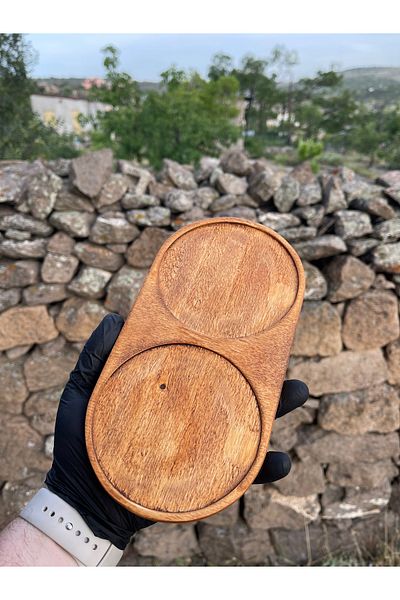 HBSİ Natural Hornbeam Tree Presentation Oil Pot Stand / Presentation Plate / Breakfast / Snack Bowl