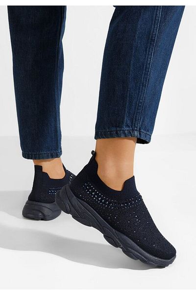 B T Shoes Teniși Malaika bleumarin cu imprimeu slip-on