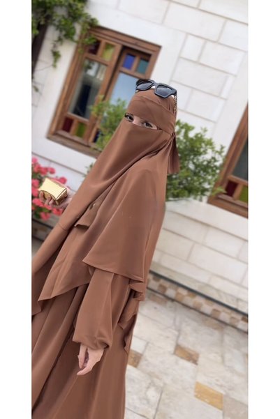 Fashion journey Ferace Hijab Hajj Umrah 3 Piece Dress Souffle Veil Modern Loose Hajj Umrah Standard Azalea Set