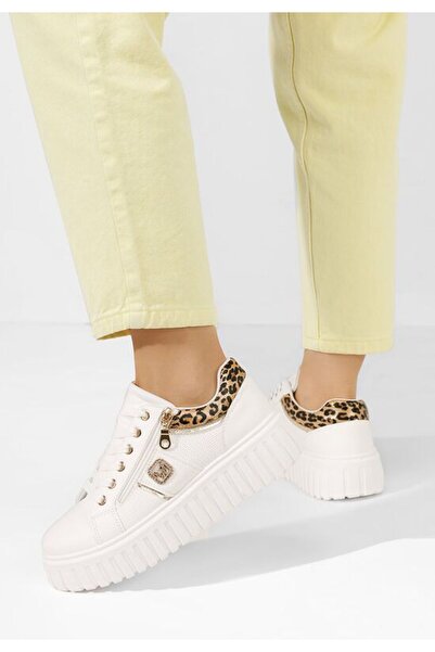 B T Shoes Tenisi Soila cu platforma leopard