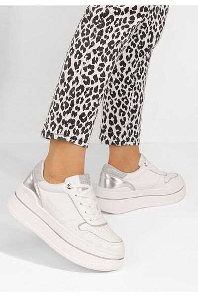 B T Shoes Teniși Kathleen V2 Albi cu platformă
