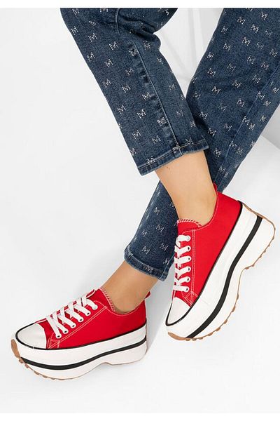 B T Shoes Cathleen red platform sneakers