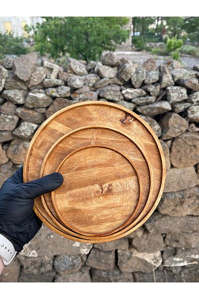 HBSİ Natural Hornbeam Tree Presentation Oil Pot Stand / Presentation Plate / Breakfast / Snack Bowl
