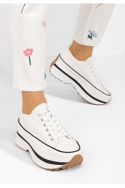 B T Shoes Tenisi cu platformă Cathleen albi