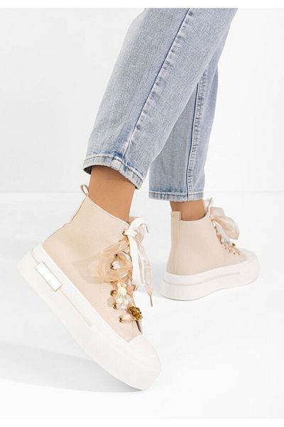 B T Shoes Women's high-top sneakers Ivonne beige