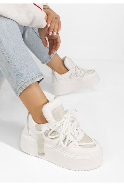 B T Shoes Sneakers cu platformă Lourie albi