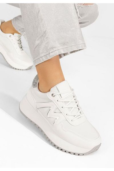 B T Shoes Sneakers cu platforma Ahri albi