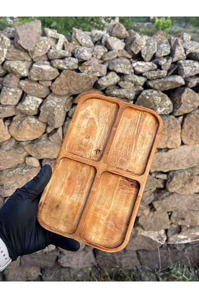 HBSİ Natural Hornbeam Tree Presentation Oil Pot Stand / Presentation Plate / Breakfast / Snack Bowl