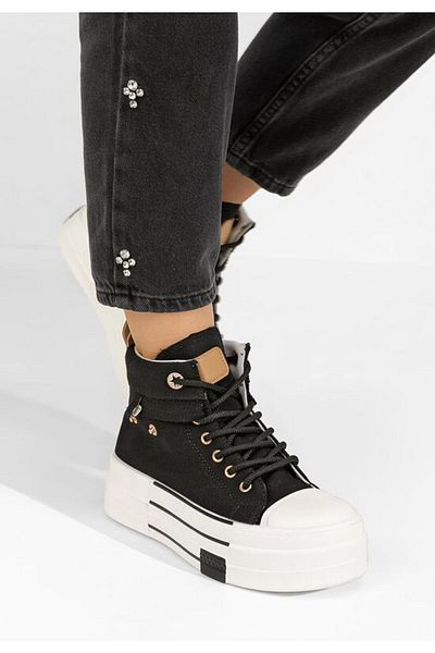 B T Shoes Women's Sharita black high-top sneakers