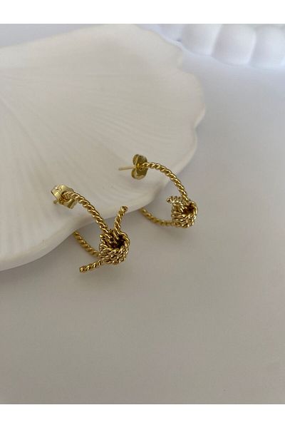 marsel aksesuar Xuping Knot Gold Hoop Earrings