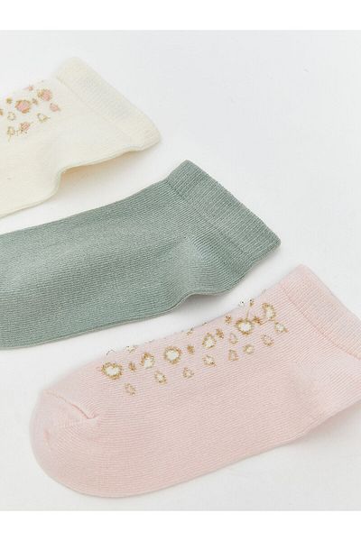 LC Waikiki New Season Printed Baby Girl Booties Socks 3-Piece