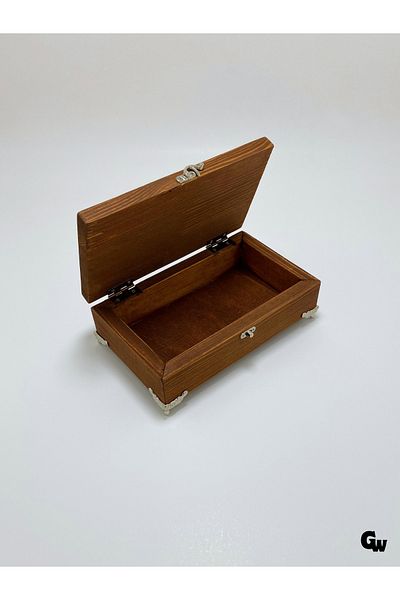 GOLDENWOODEN Natural Wooden Jewelry Box Wooden Storage Box (White Pine)(Walnut)(Length:20Cm Width:12Cm Load:6Cm)