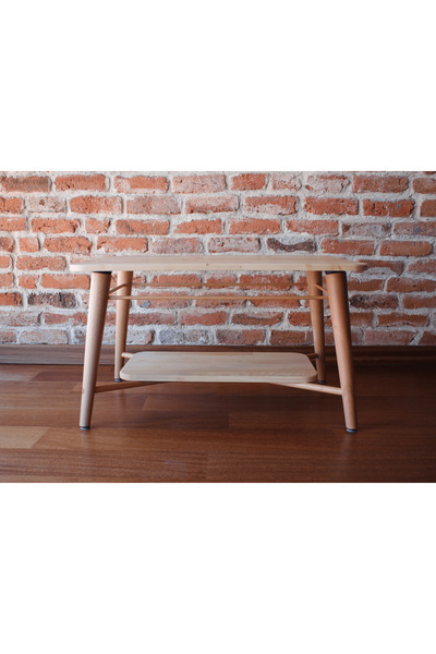 nijiartdesign Masif Doğal Ahşap İskandinav Stil Ham Renk Dikdörtgen Orta Sehpa