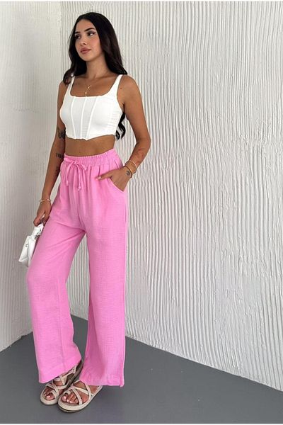 Noa Noa Muslin Fabric Wide Leg Trousers