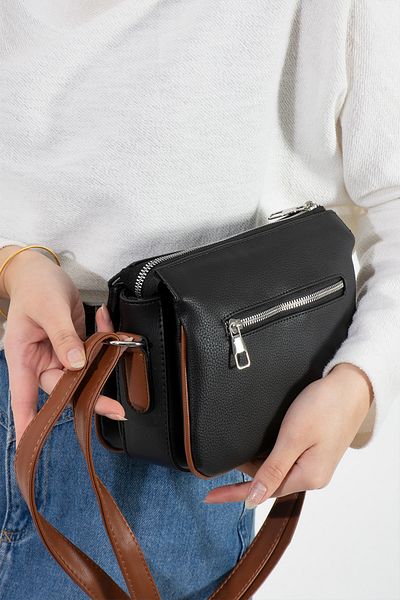 Sanmorris 1368 Sanmorris Women's 3 Compartment Adjustable Cross Strap Faux Leather Shoulder Bag