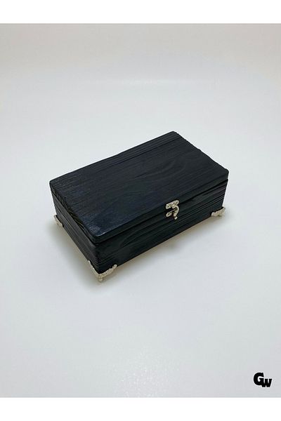 GOLDENWOODEN Natural Wooden Moire Jewelry Box Wooden Storage Box (White Pine) (Anthracite) (Length: 20cm Width: 12cm Load: 8cm)