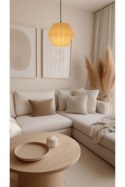 decory Carina Wicker Color Rattan Look Chandelier, Pinterest Style Single Pendant Chandelier (Bioplastic) E27