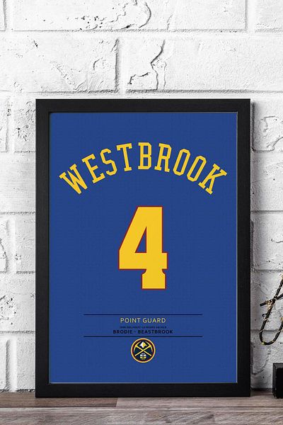 Saturn Russell Westbrook Jersey Framed Painting - Nba Denver Nuggets Jersey