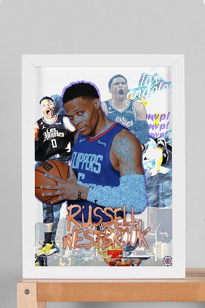 Saturn Russell Westbrook Framed Painting - Basketball Nba Poster Painting