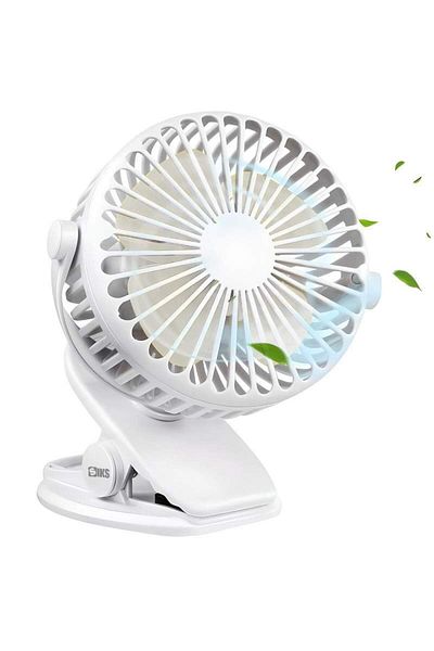 SIKS Portable Fan With Clips, 3 Intensity Levels, 720 Degree Rotation, 5 V, Battery Life 3-13h, USB