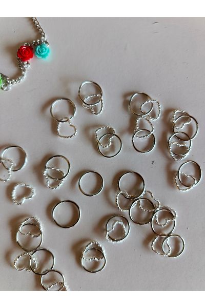 LORESİMA AKSESUAR Heart Hair Earrings 10 Pcs