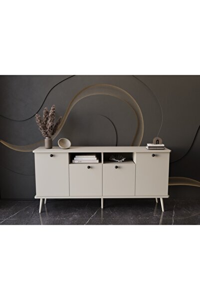 melura home LUNARIS KONSOL 160 CM OVAL KENAR %100 MDF LAKE AHŞAP AYAK