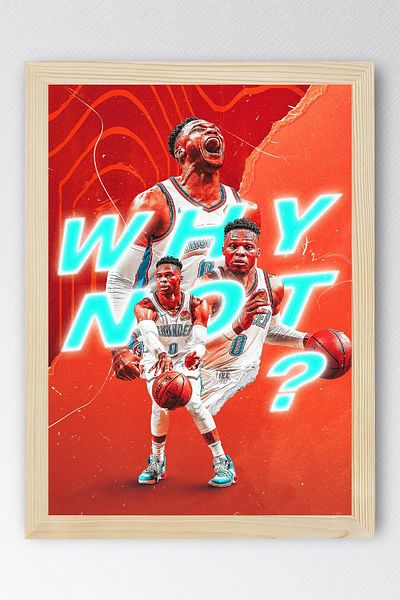 Saturn Russell Westbrook Why Not Framed Painting - Basketball Nba Poster Painting