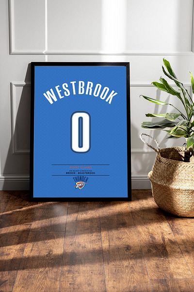 Saturn Tricou Russell Westbrook cu cadru de pictură - Tricou NBA Oklahoma City Thunder