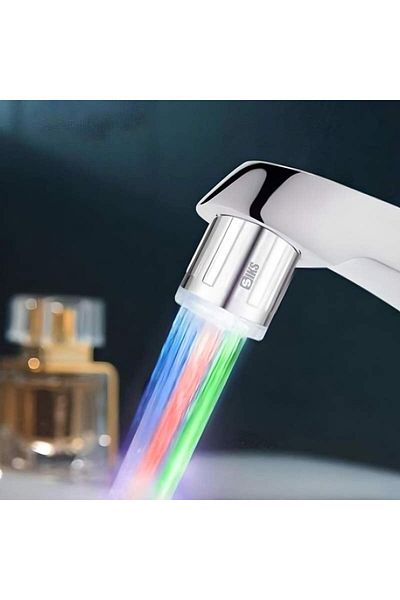 SIKS Faucet Head Nozzle Type With Ambient Colorful Led Light, Plastic, Universal, Silver