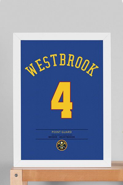 Saturn Russell Westbrook Jersey Framed Painting - Nba Denver Nuggets Jersey