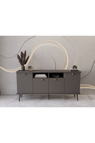 melura home LUNARIS KONSOL 160 CM OVAL KENAR %100 MDF LAKE AHŞAP AYAK
