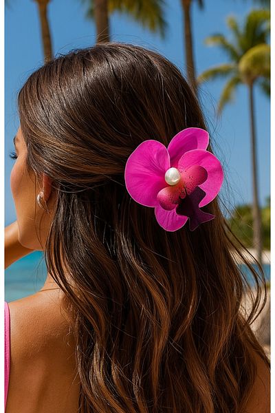 cityvision Orchid Flower Pearl Latch Buckle 10 cm Double Sided 1 Piece
