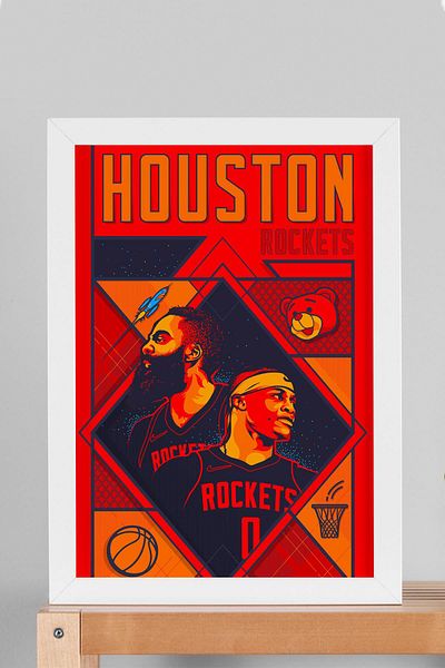 Saturn Russell Westbrook James Harden Pictură înrămată - Pictură poster NBA de baschet