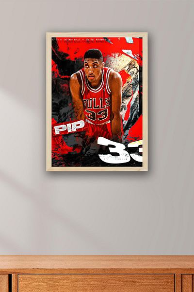 Saturn Pictură înrămată de Scottie Pippen - Pictură poster NBA Chicago Bulls