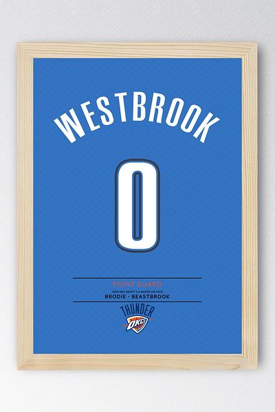 Saturn Tricou Russell Westbrook cu cadru de pictură - Tricou NBA Oklahoma City Thunder