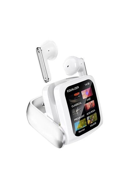ROYALTECH Casti wireless in-ear, Royaltenic T71, Bluetooth, display color cutie incarcare, albe