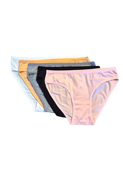 GMDPstore 5-Piece Plain Bikini Panties – High Elasticity & Daily Comfort (95% Cotton, 5% Elastane)